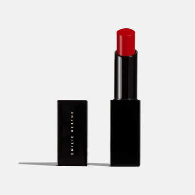 212 red lipstick product shot. Moisturizing, nourishing, hydrating, antioxidant-rich, and botanical-infused formula.