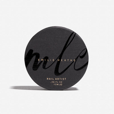 Emilie Heathe nail polish outer round carton made of recycled and recyclable materials.