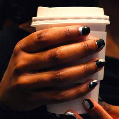Basic Bitch (Black) and Mr. M (Silver) nail polish product shot. Long wearing, luxury, 10 free, non-toxic nail polish.