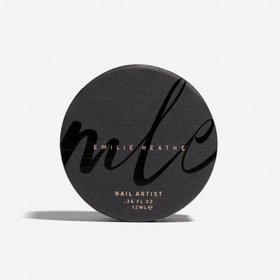 emilie heathe nail polish outer round carton made of recycled and recyclable materials.