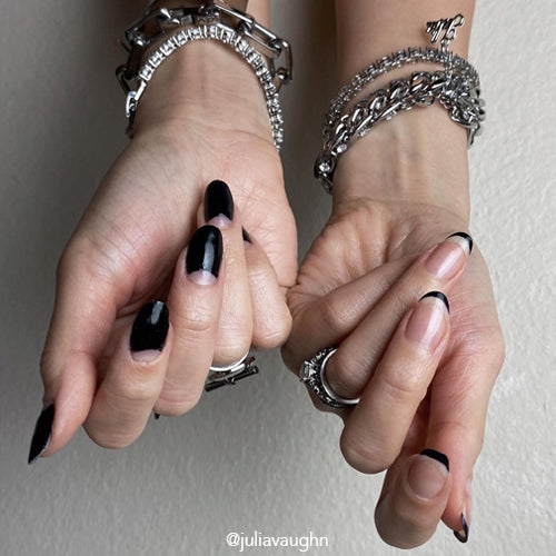 The Basic Bitch Black nail polish product shot. Long wearing, 10 free, non-toxic nail polish.