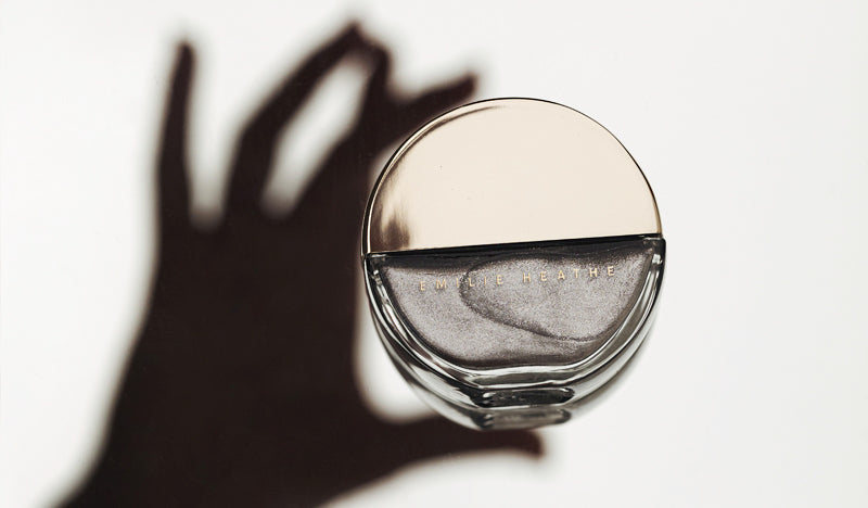 Mr.M Silver nail polish product shot. Long wearing, 10 free, non-toxic nail polish.