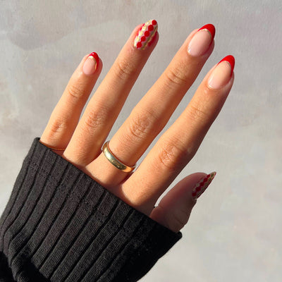 Billions Gold and The Perfect Red polish manicure. Long wearing, luxury nail polish, 10 free, non-toxic nail polish.